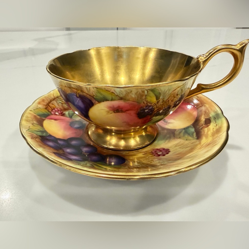 Aynsley‎ "Orchard Gold" teacup and saucer set